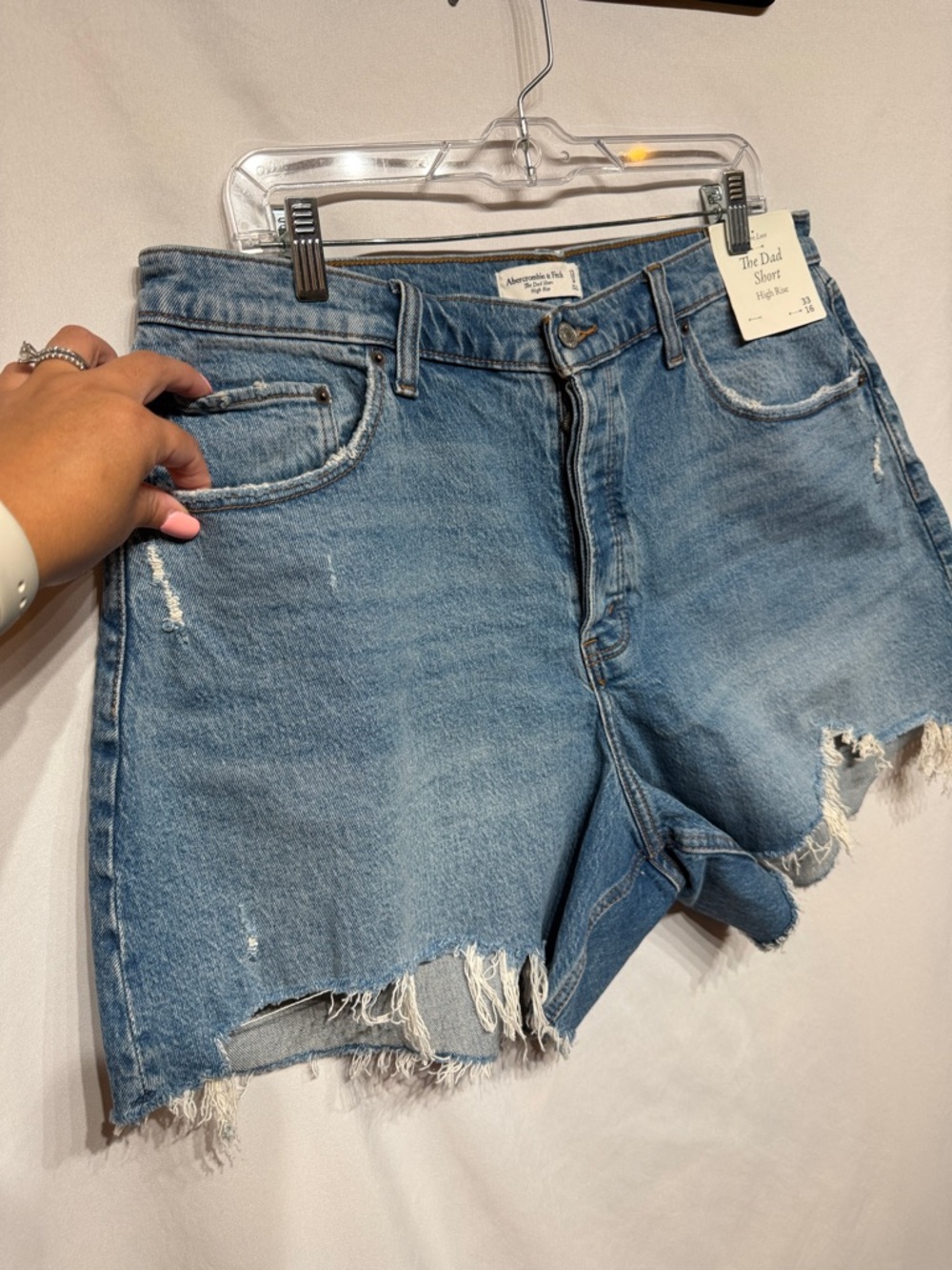 Abercrombie & Fitch The Dad Short High Rise Curve Love Denim Shorts 33 - Picture 3 of 8